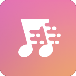 White musical note icon on a pink and orange gradient background